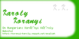 karoly koranyi business card